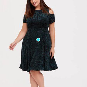 Torrid green velvet dress- Leopard print